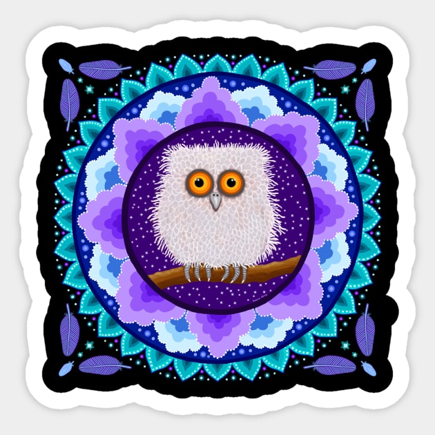 Fluffy Baby Owl Mandala Sticker by SoozieWray